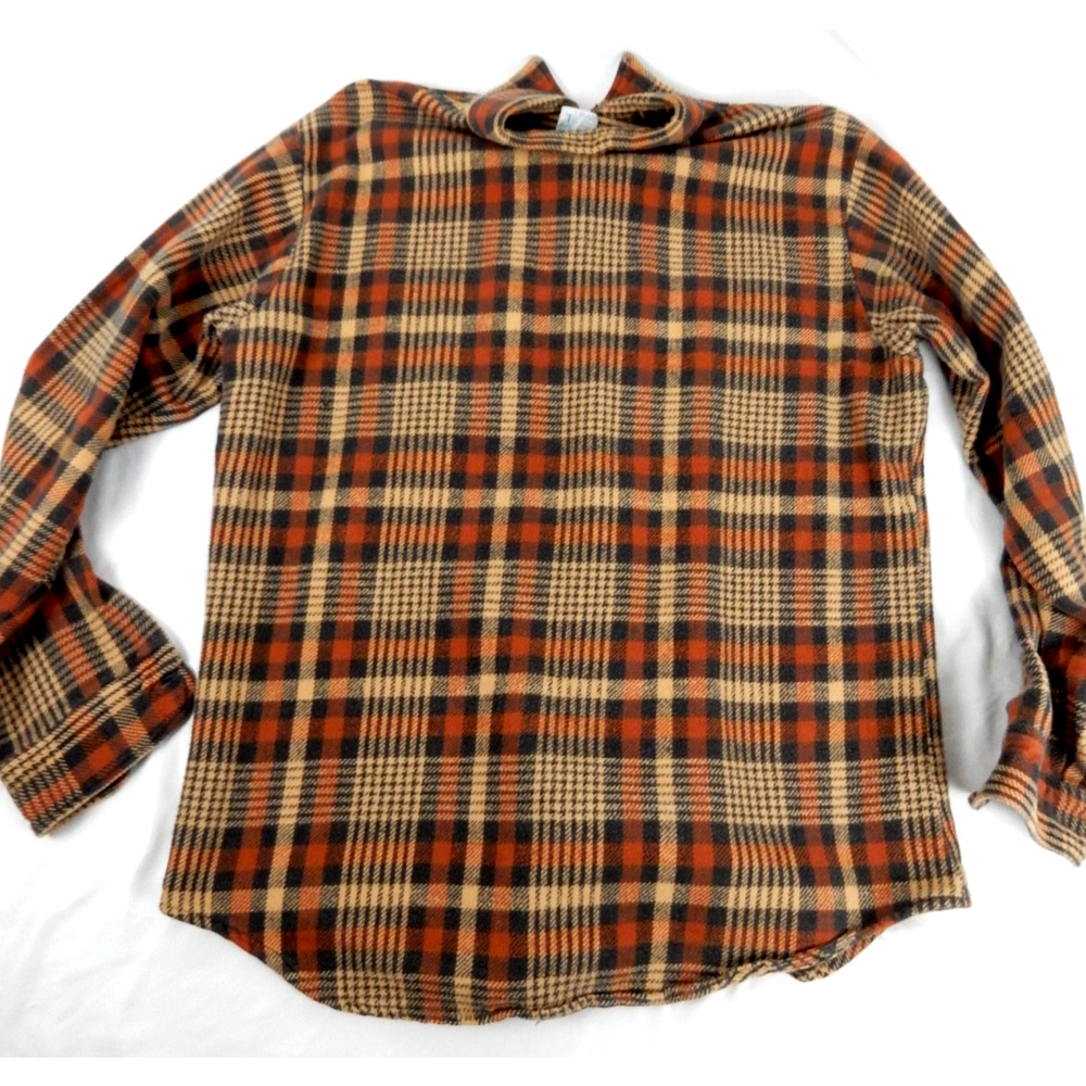 Vtg 90s Big Mac Flannel Shirt Mens L Tall Brown Plaid JCPenney JC Penny USA Made - Picture 2 of 8